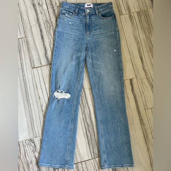 PAIGE Atley Ankle Flare Stretch Jeans Light Blue - Picture 2 of 16